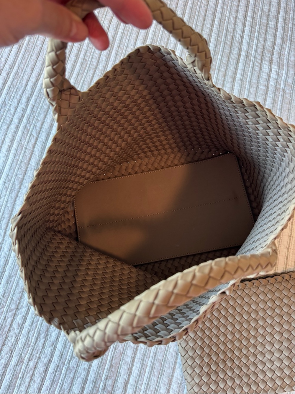 Naghedi Woven Tote in Taupe - Picture 5 of 9